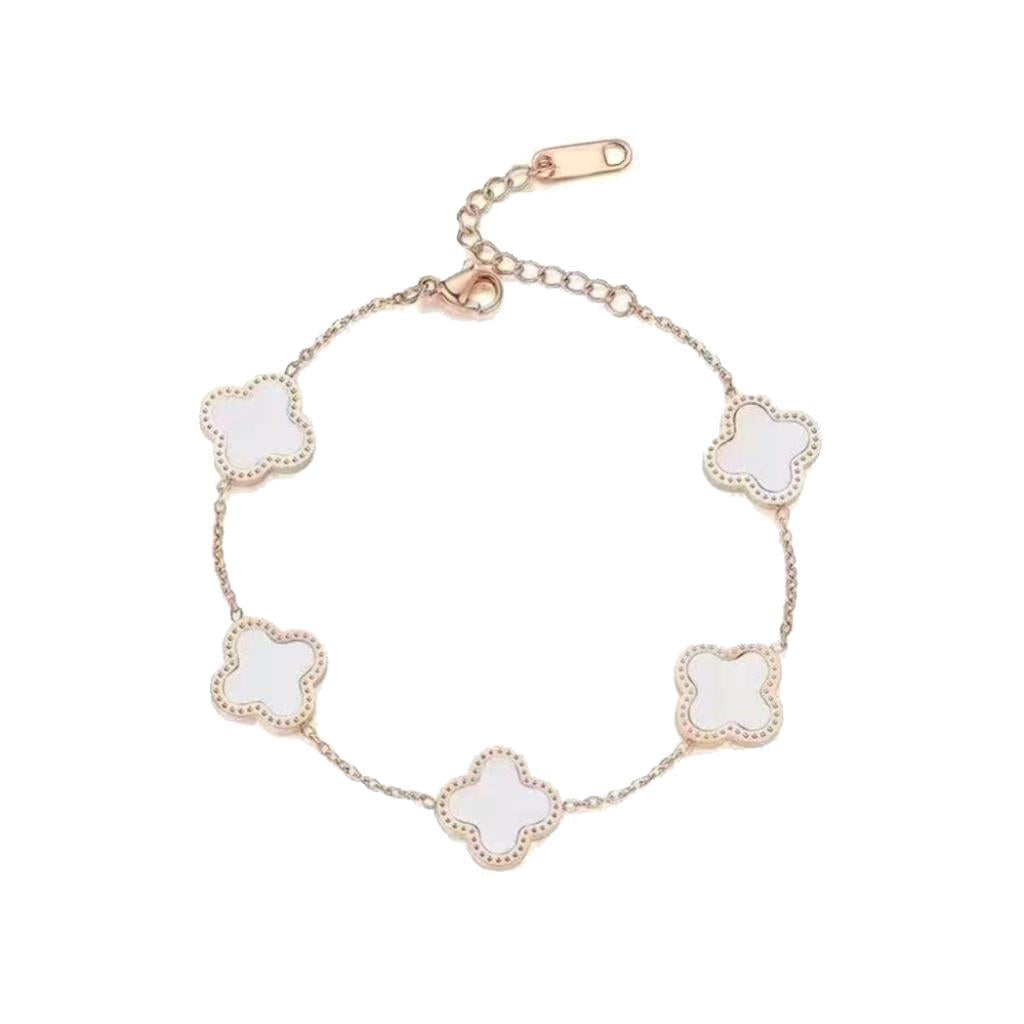 White Leaf Five Clover Bracelet in White