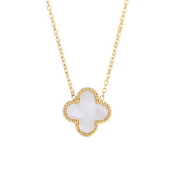 White Leaf Clover Double Sided Pendant in White