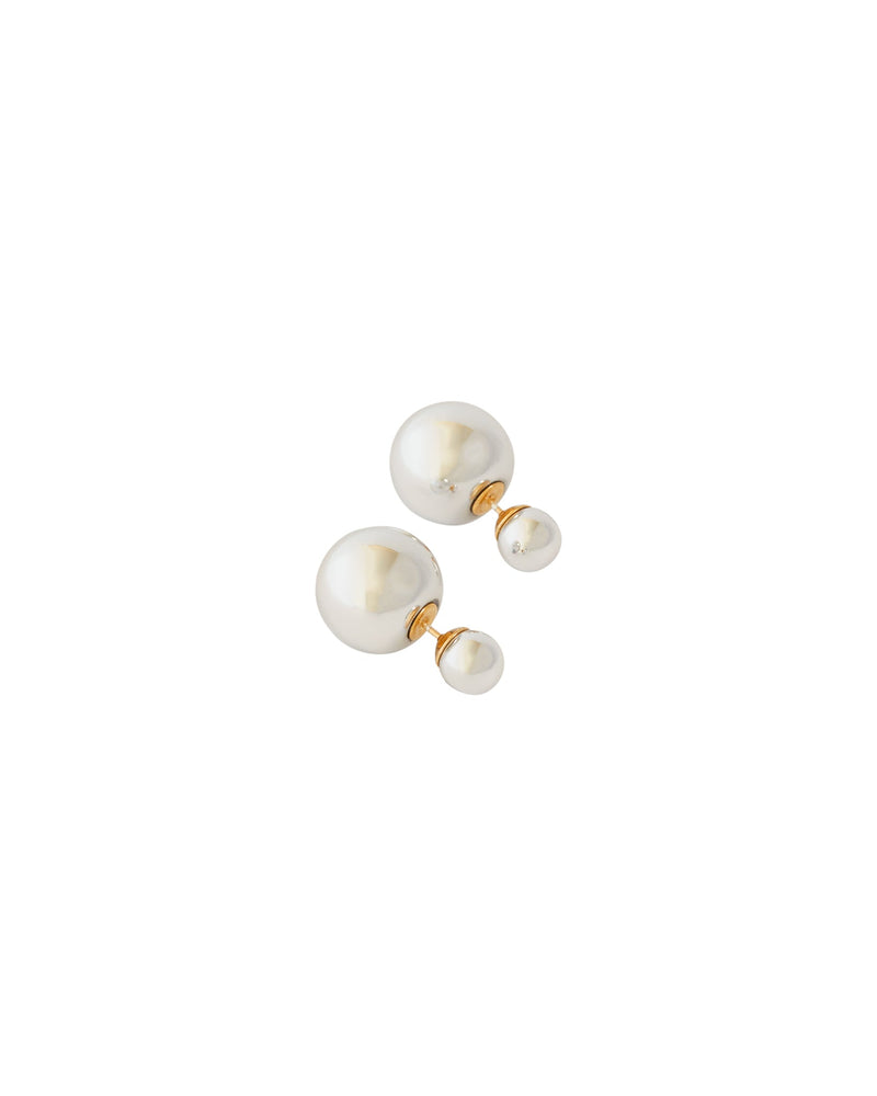 Chalk Double Ball Pearl Earrings