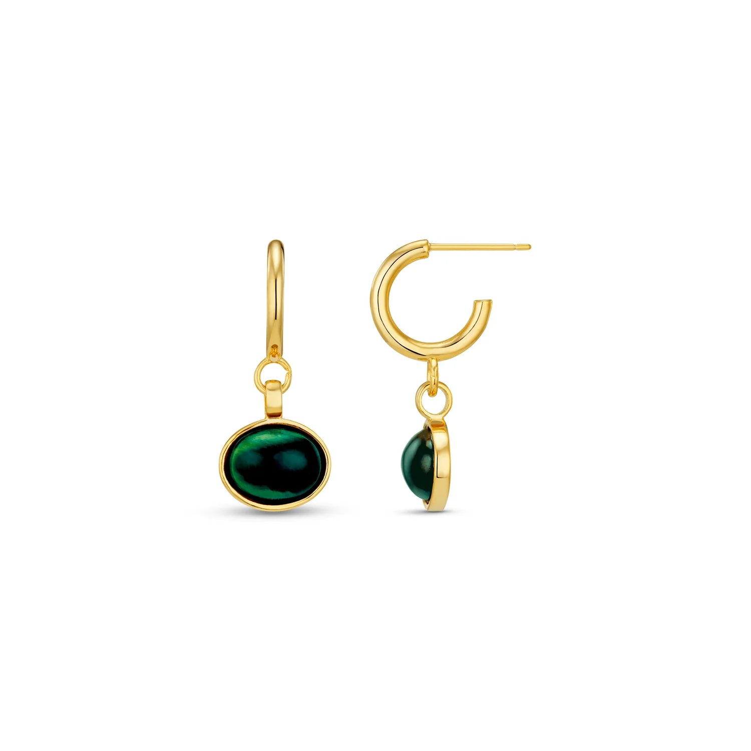 Orelia Semi-Precious Green Drop Hoop Earrings