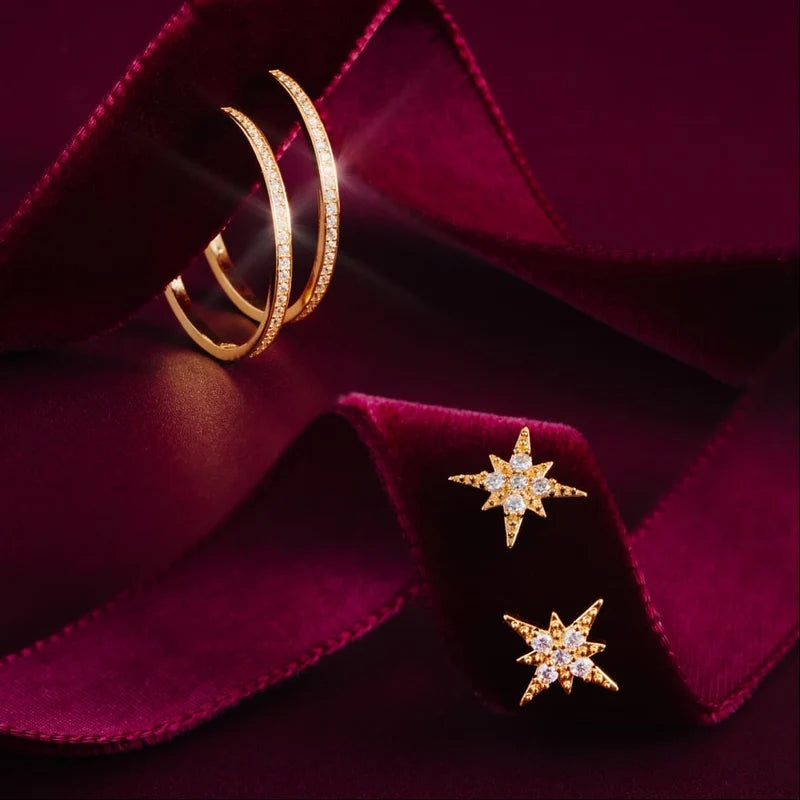 Orelia Starburst Mid-Size Stud & Pave