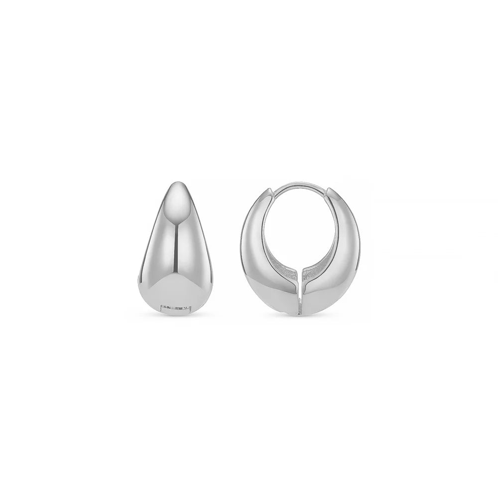 Orelia Silver Polished Domed Taper Hoop Earrings