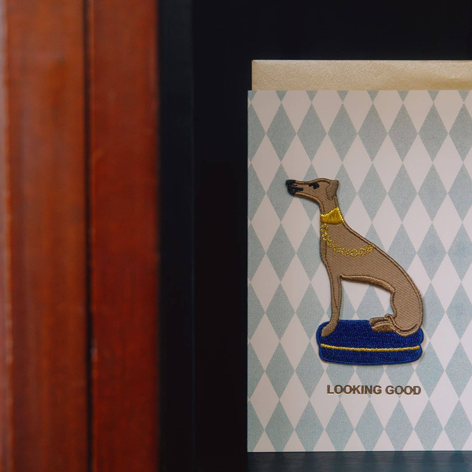 Petra Boase Whippet Patch Greetings Card