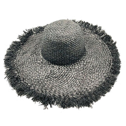 Frayed Wide Brim Hat - Black