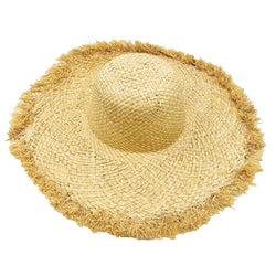 Frayed Wide Brim Hat - Natural