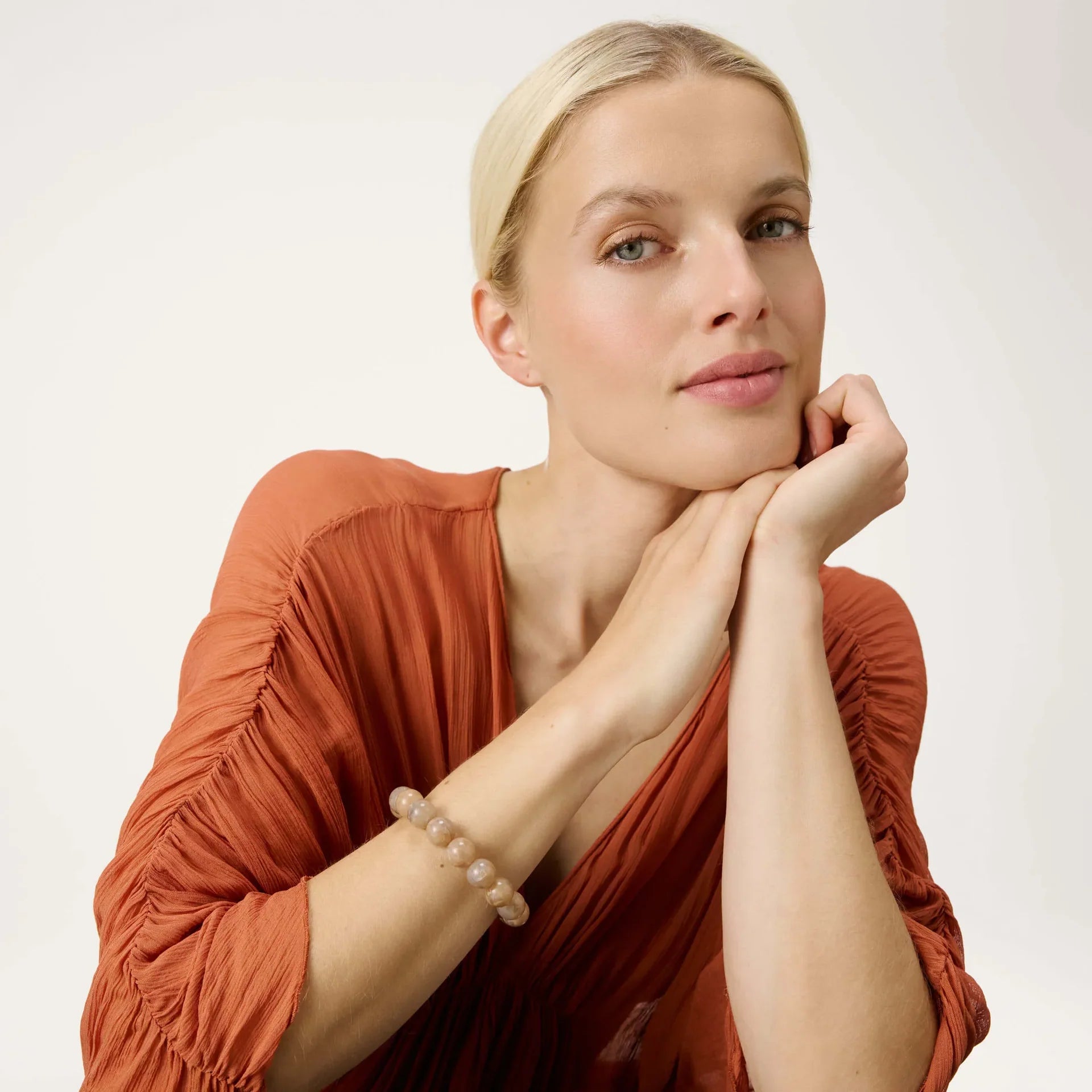 Vanessa Baroni Mini Beads Flex Bracelet Biancone Marble