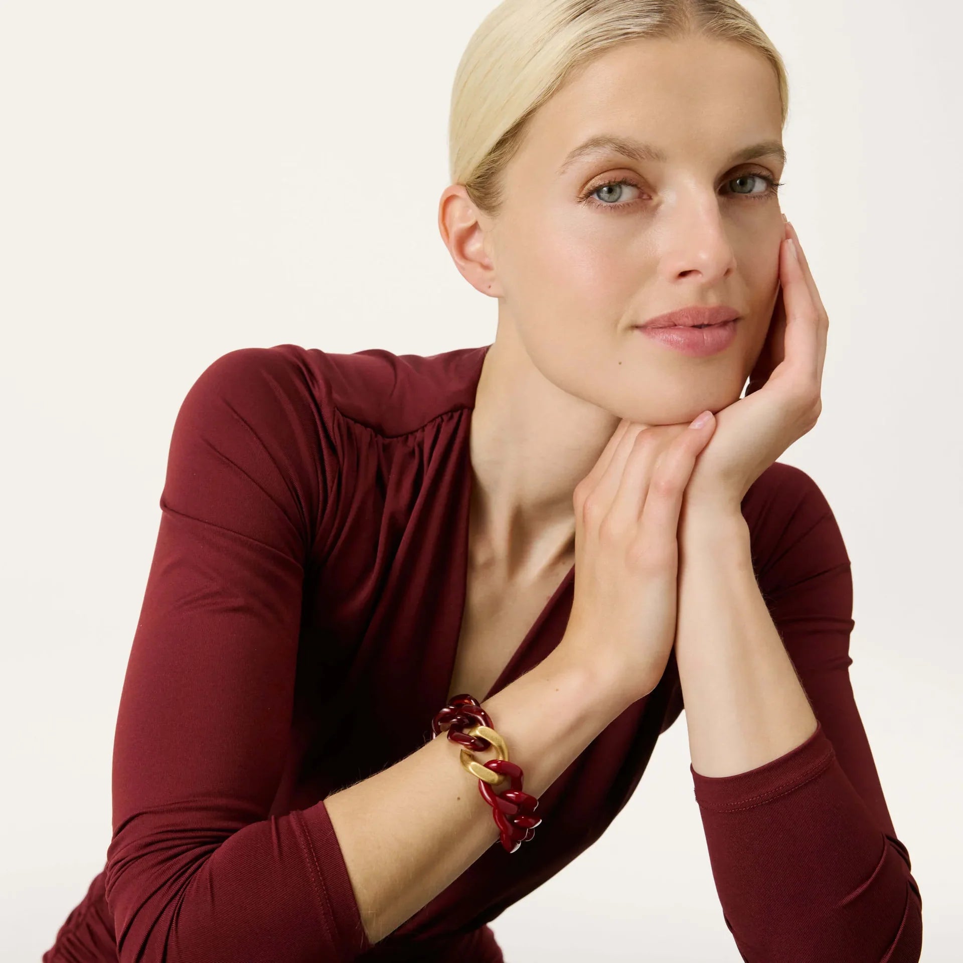 Vanessa Baroni Flat Chain Bracelet Bordeaux-Bordeaux Marble