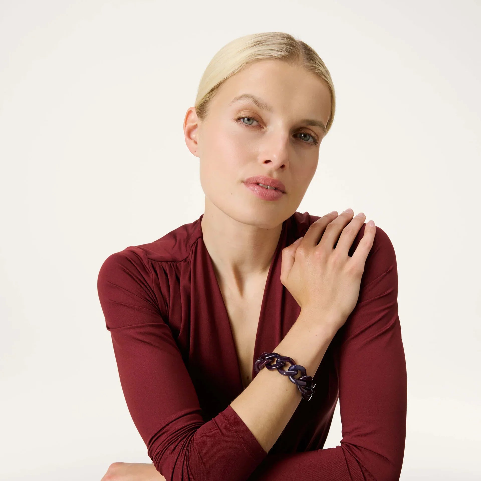 Vanessa Baroni Flat Chain Bracelet Aubergine Marble