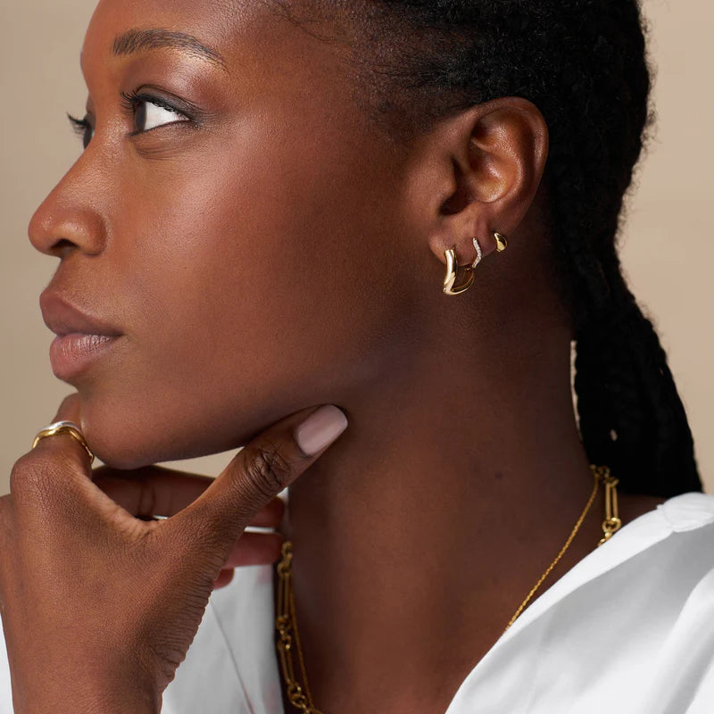 Orelia Gold Round Wave Chunky Hoop Earrings