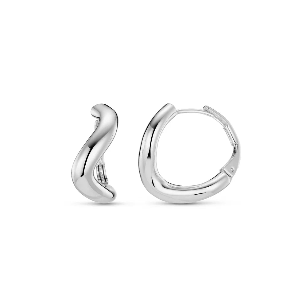 Orelia Silver Round Wave Chunky Hoop Earrings