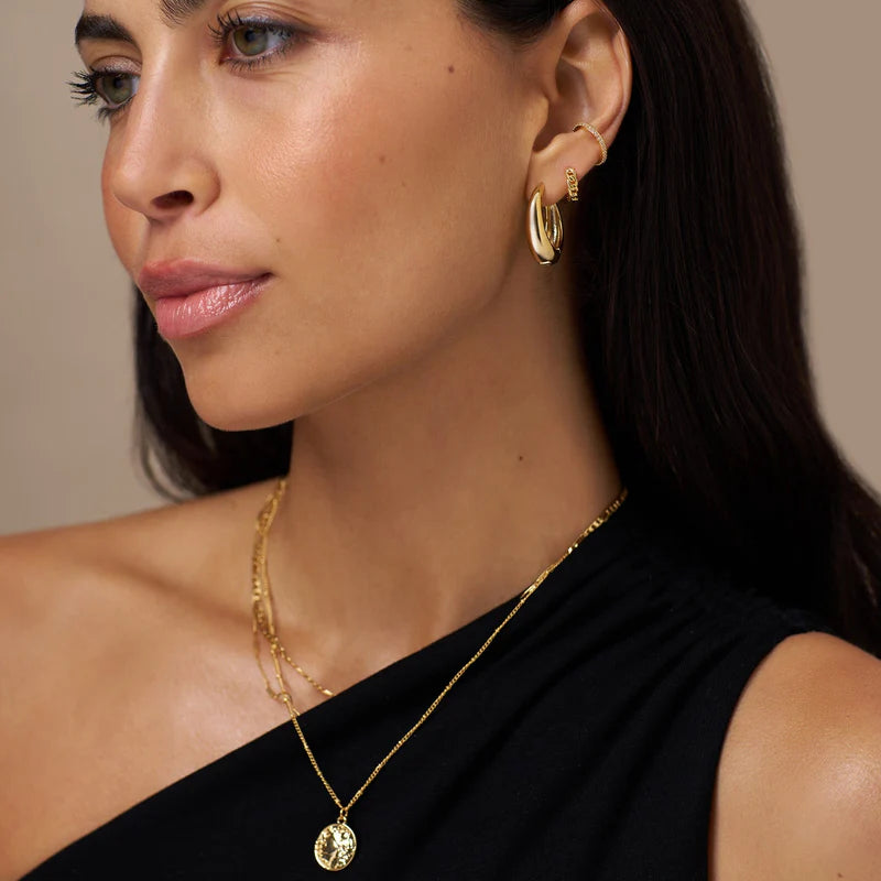 Orelia Chain Huggie Hoops Midsize