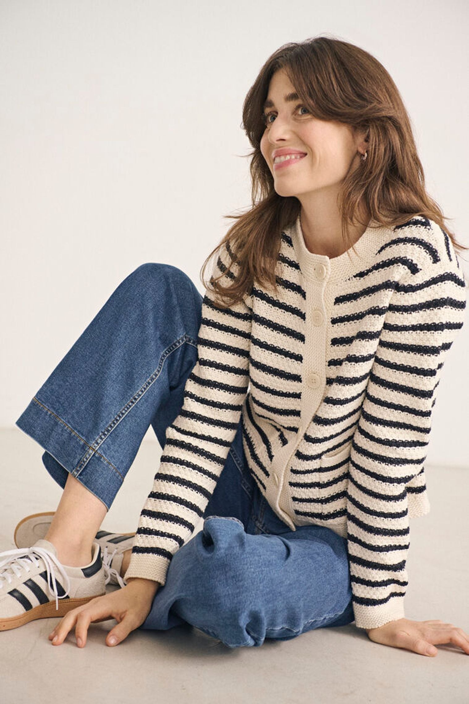 Part Two Elmie Navy Stripe Cardigan