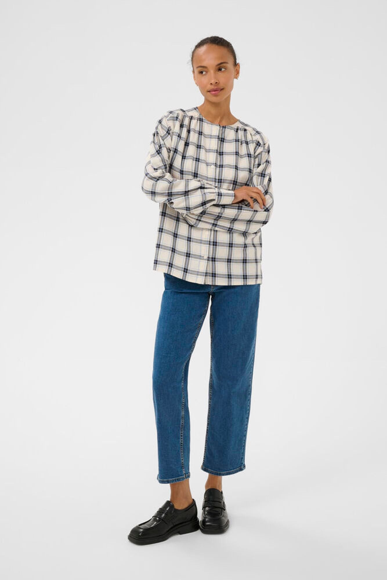 Part Two Yaninas Navy Check Shirt