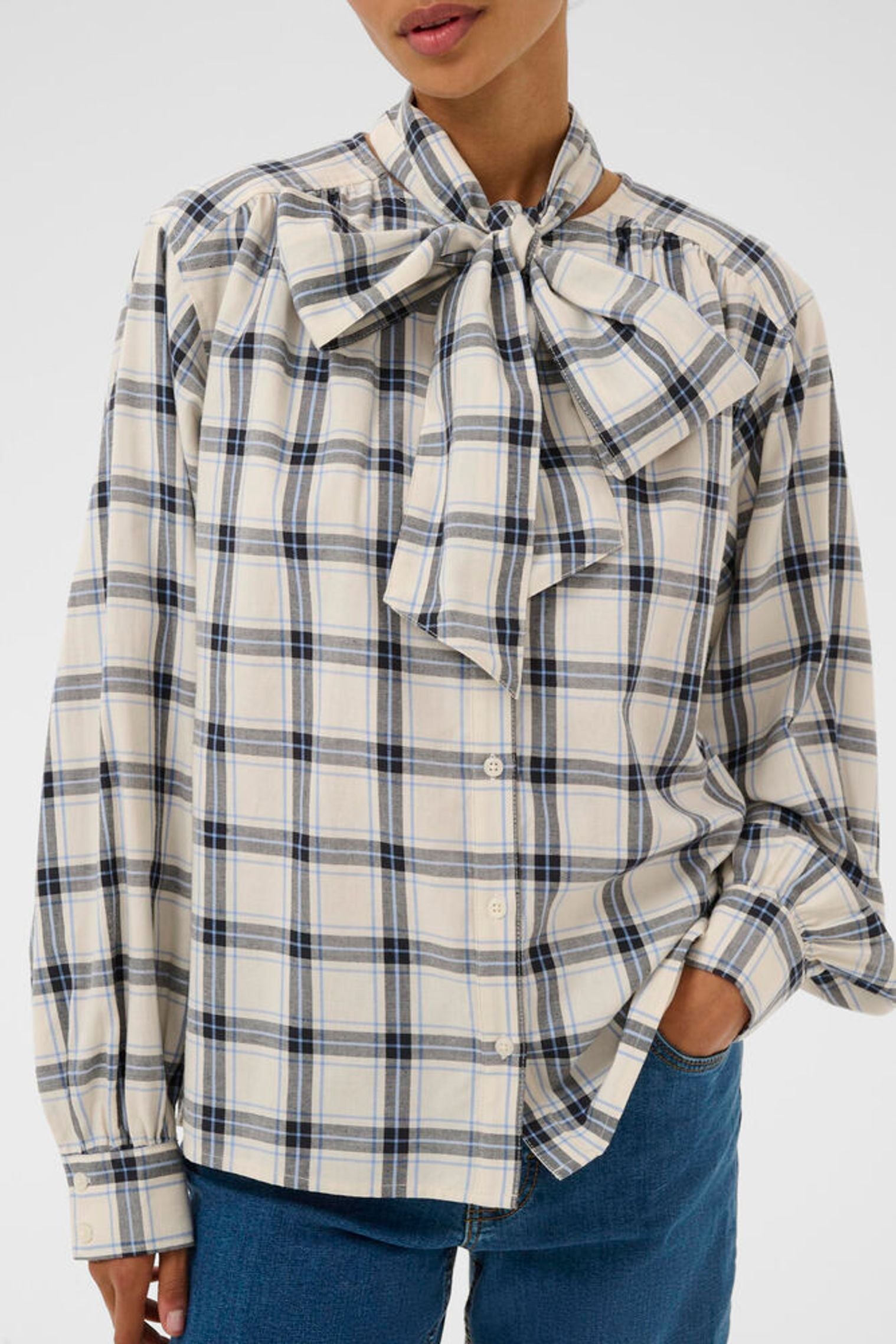 Part Two Yaninas Navy Check Shirt