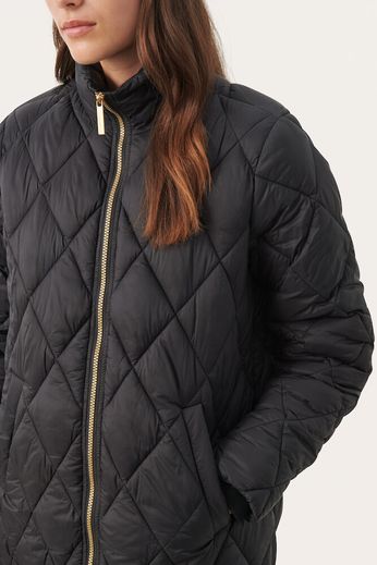 Part Two Olilas Quilted Long Black Coat