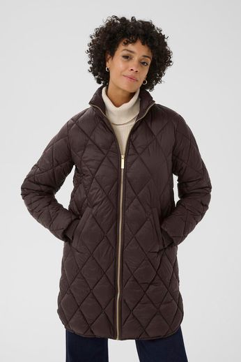 Part Two Olilas Quilted Long Brown Coat
