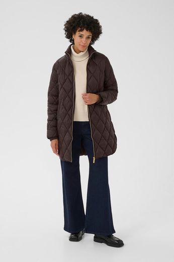 Part Two Olilas Quilted Long Brown Coat