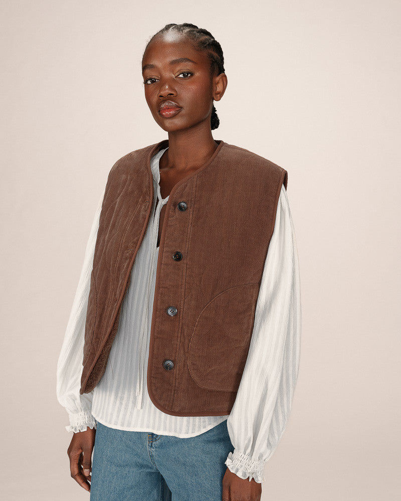 Grace & Mila Seth Chocolate Brown Gilet