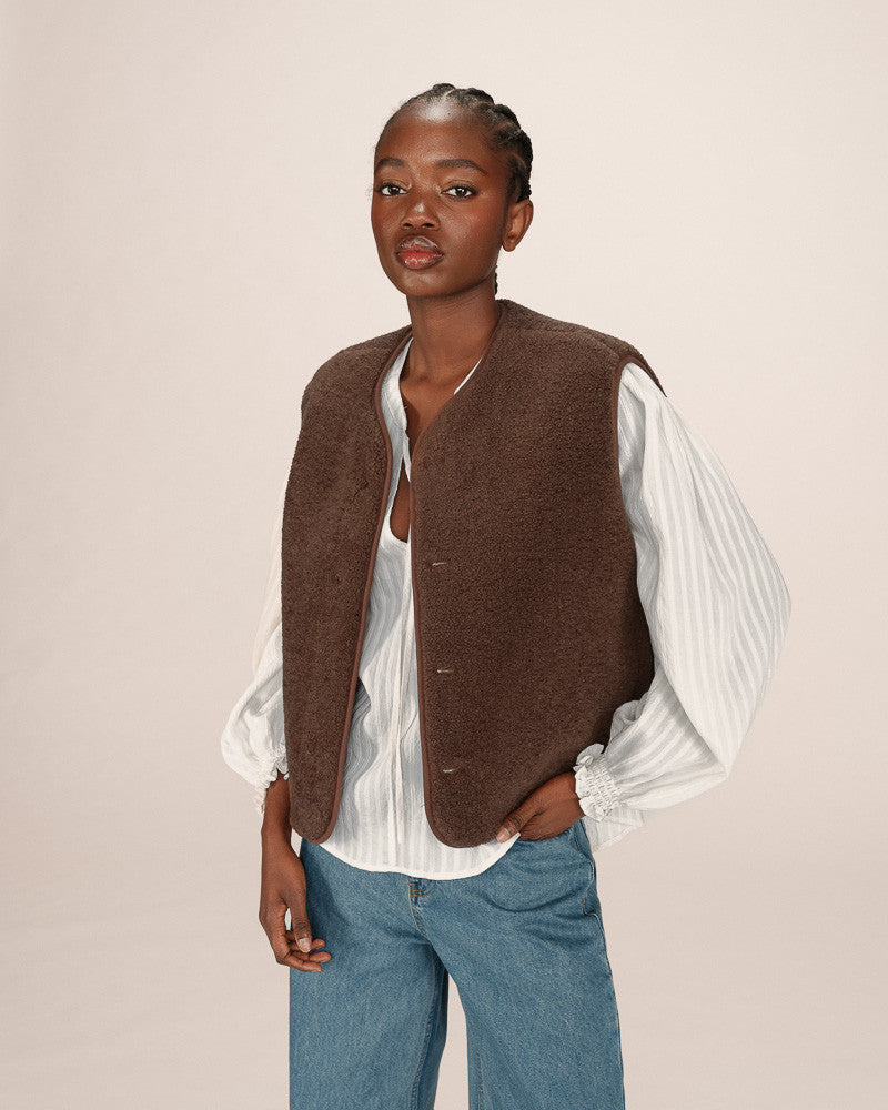 Grace & Mila Seth Chocolate Brown Gilet