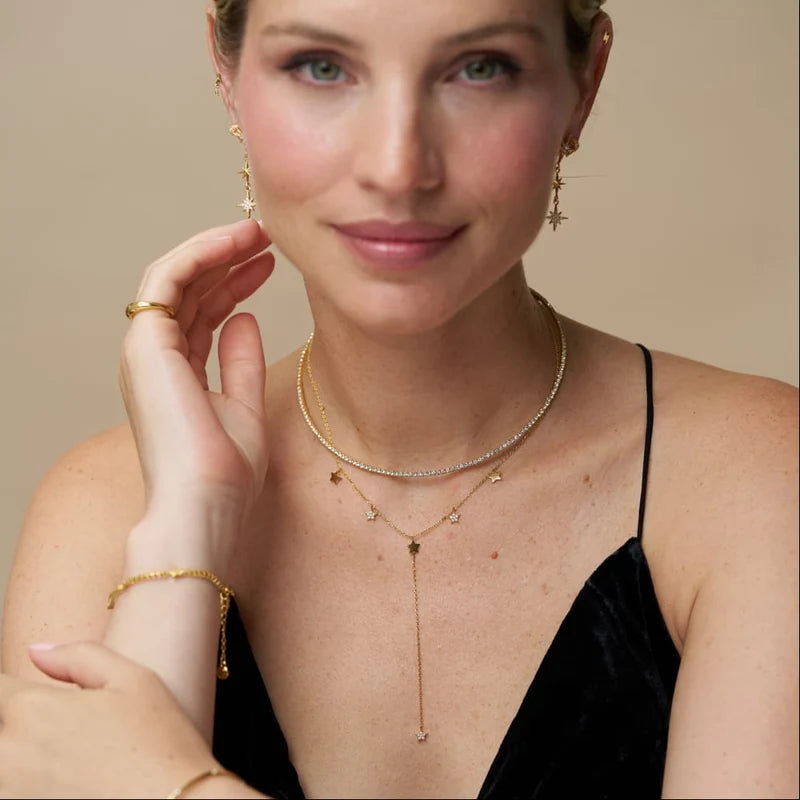 Orelia Crystal Multi Star Lariat Necklace