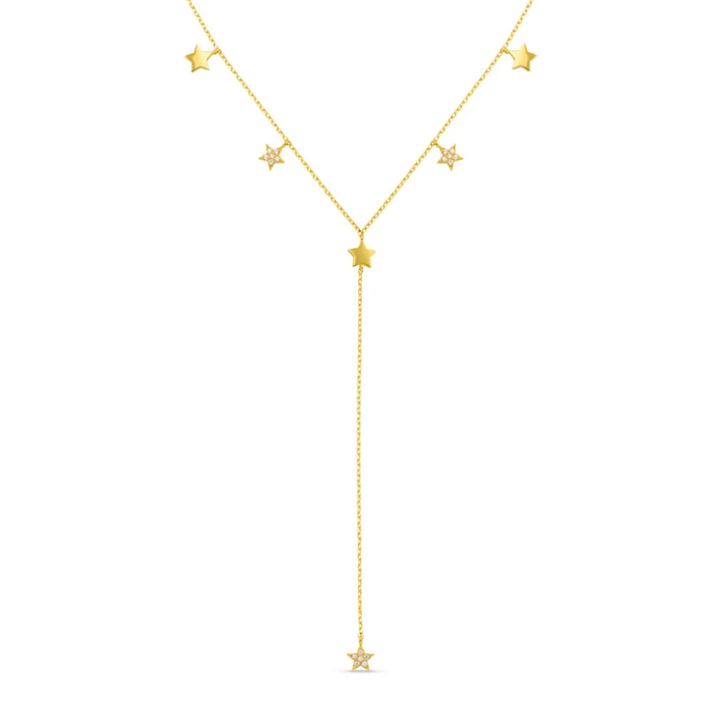 Orelia Crystal Multi Star Lariat Necklace