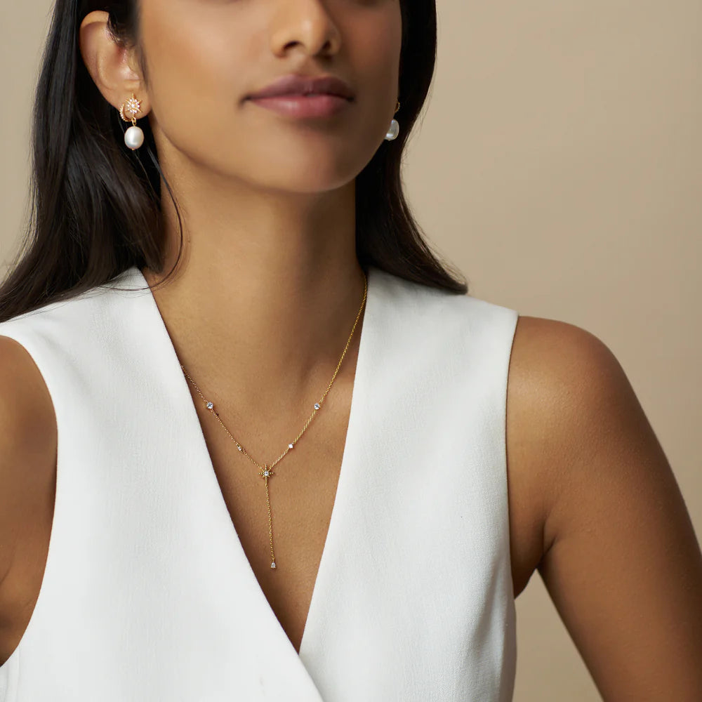 Orelia Crystal & Starbust Fine Lariat Necklace 