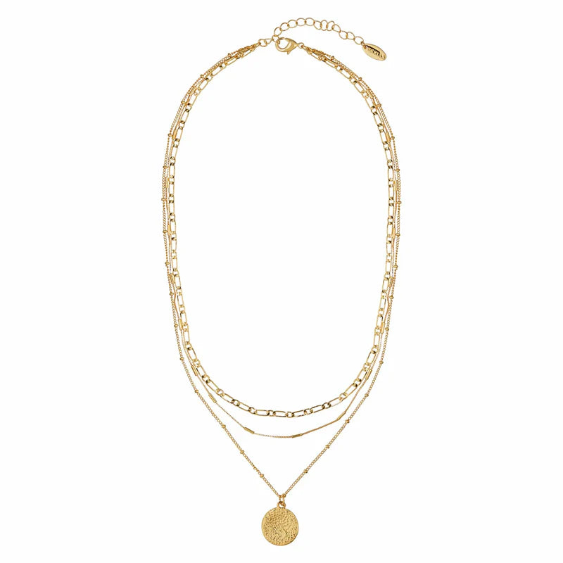 Orelia Gold Multi Row Coin Necklace