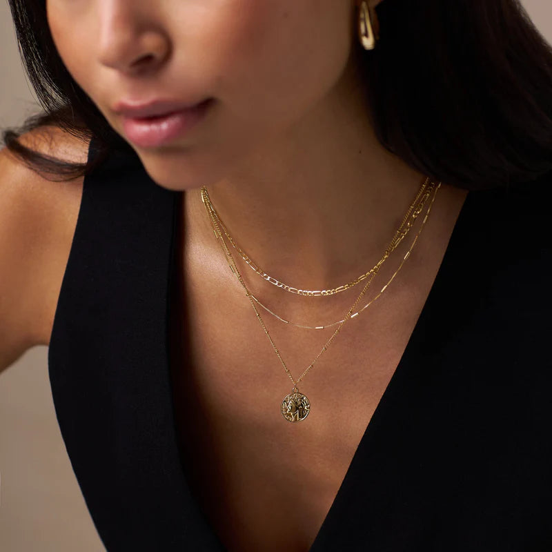 Orelia Gold Multi Row Coin Necklace