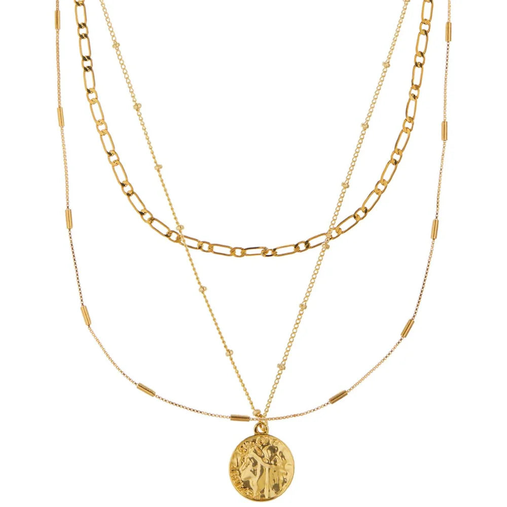 Orelia Gold Multi Row Coin Necklace