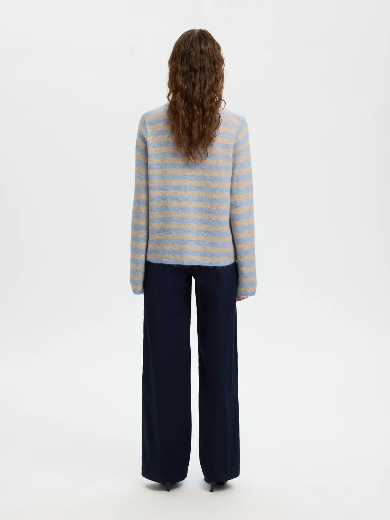 Selected Femme Lulu Blue and Birch Stripe Cardigan