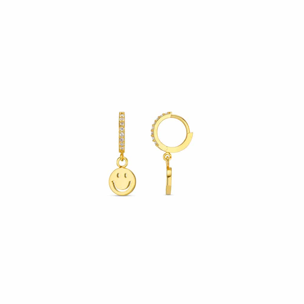 Orelia Happy Face Pavé Micro Hoop Earrings
