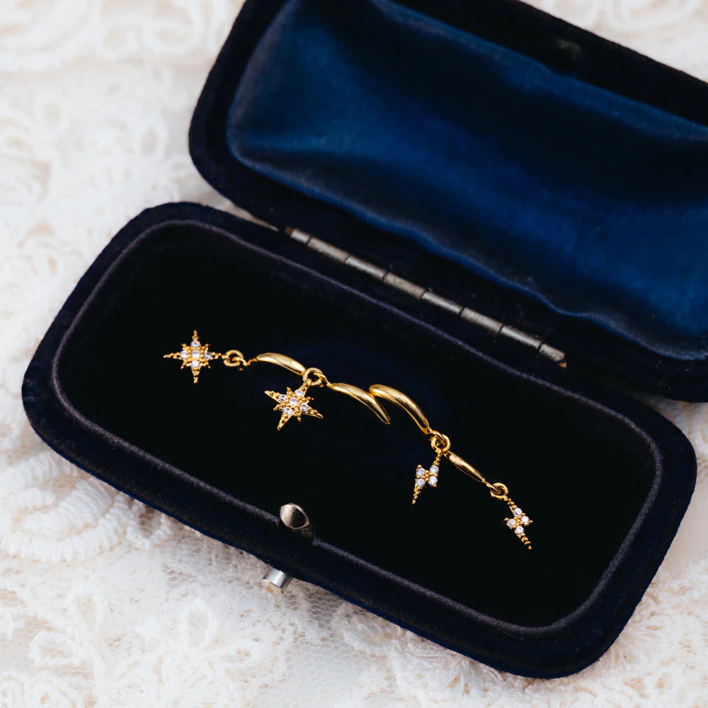 Orelia Pave Starburst Mini Micro Hoop Earrings