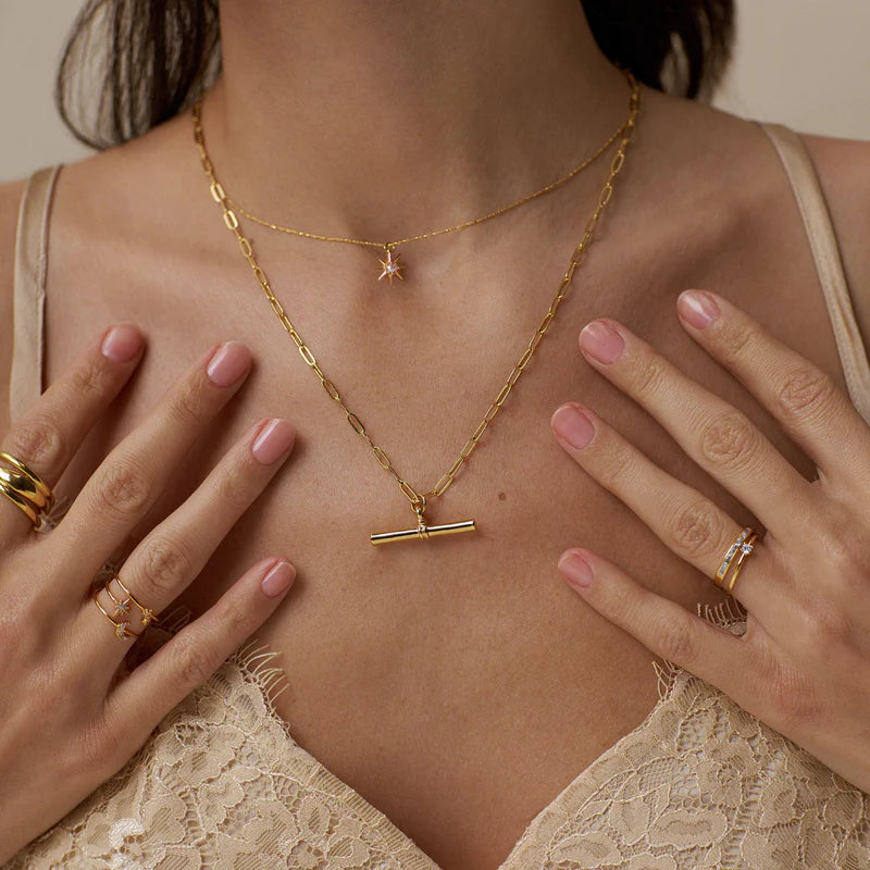 Orelia Gold Chunky T-Bar Mid Length Necklace