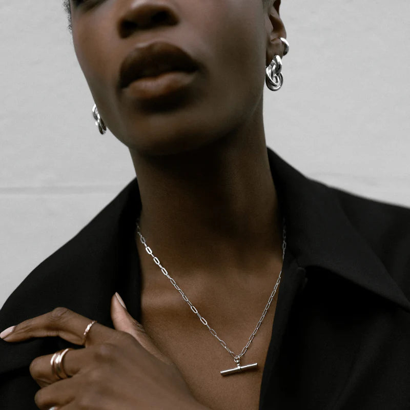 Orelia Silver Chunky T-Bar Mid Length Necklace
