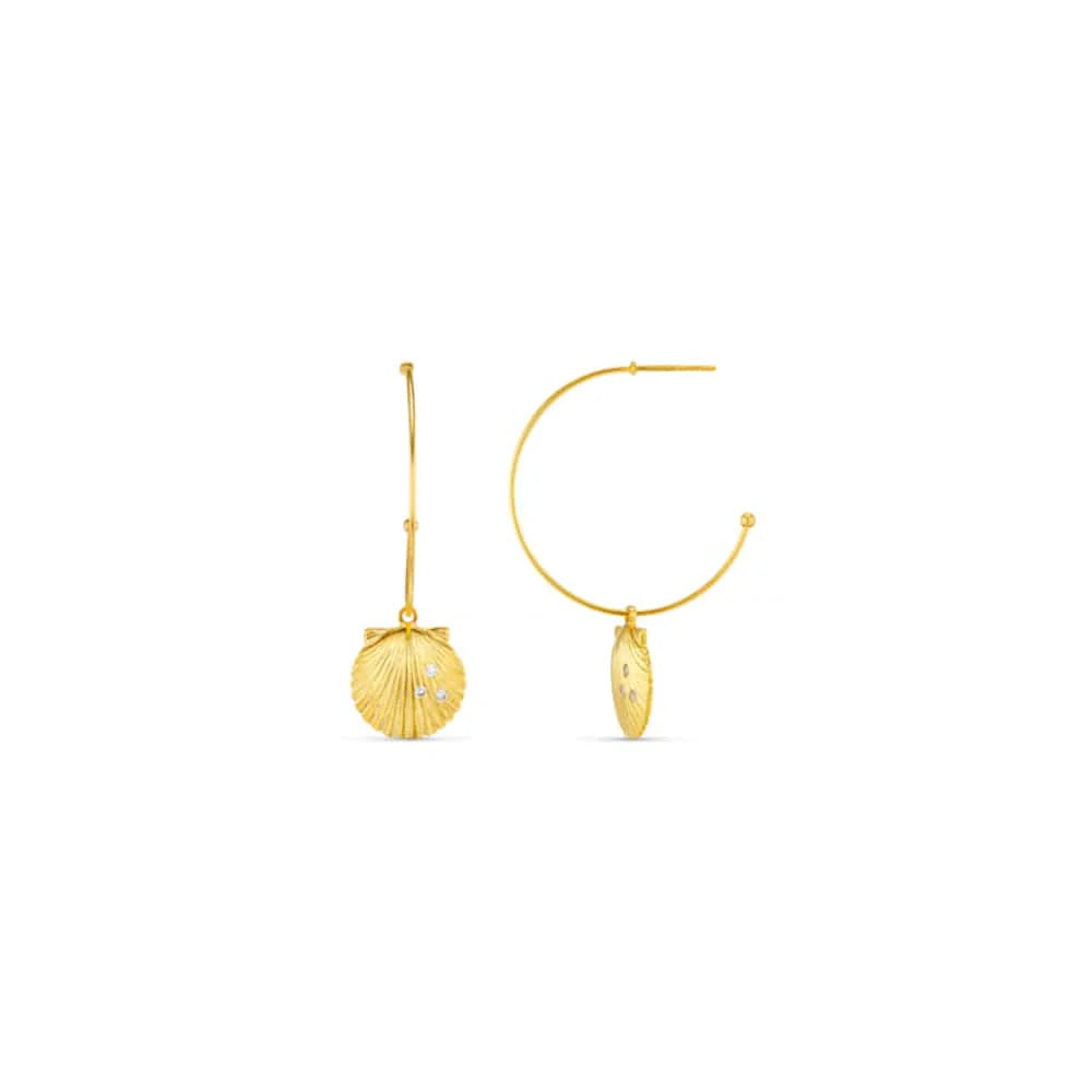 Orelia Crystal Shell Fine Hoop Earrings