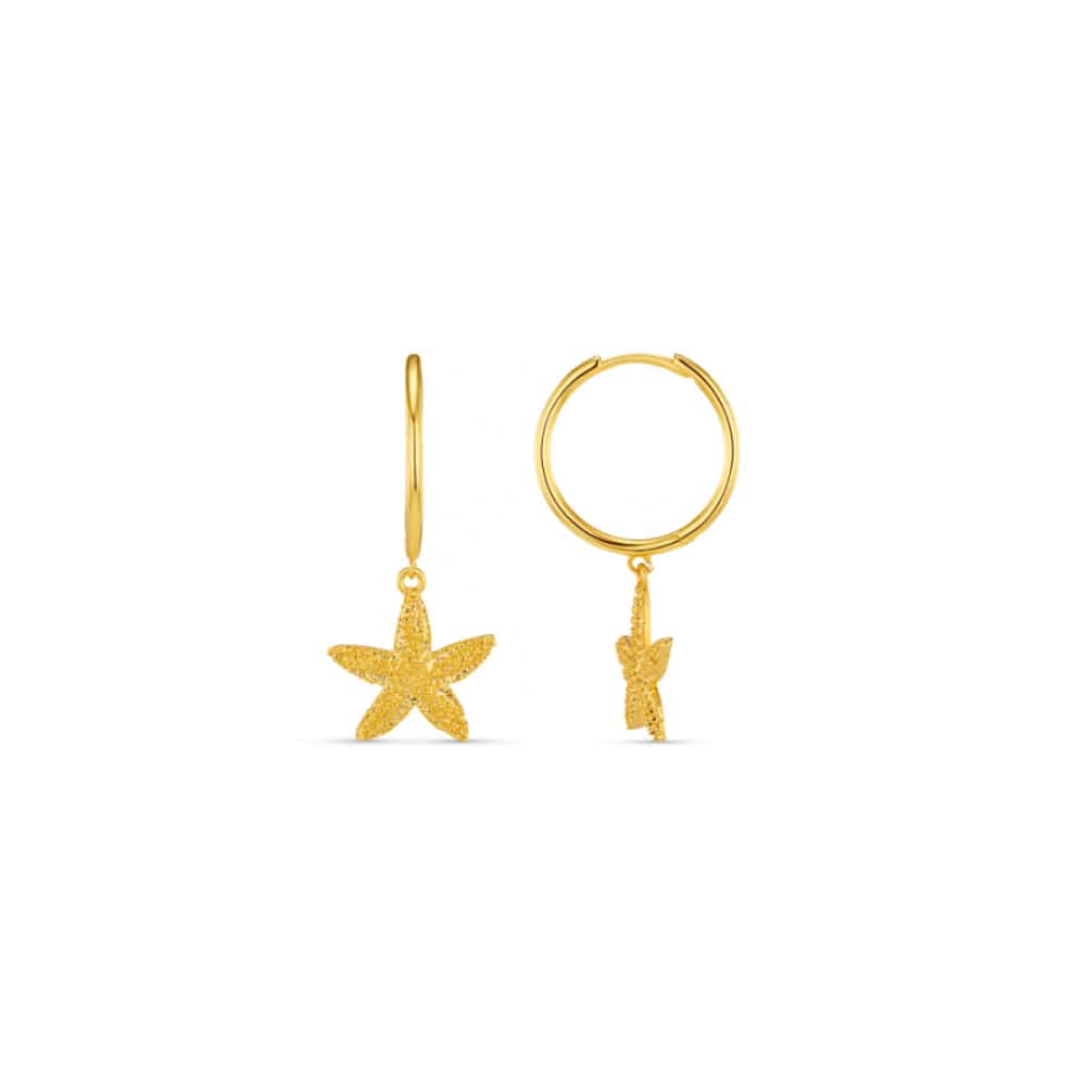 Orelia Starfish Drop Mid-Size Hoop Earrings