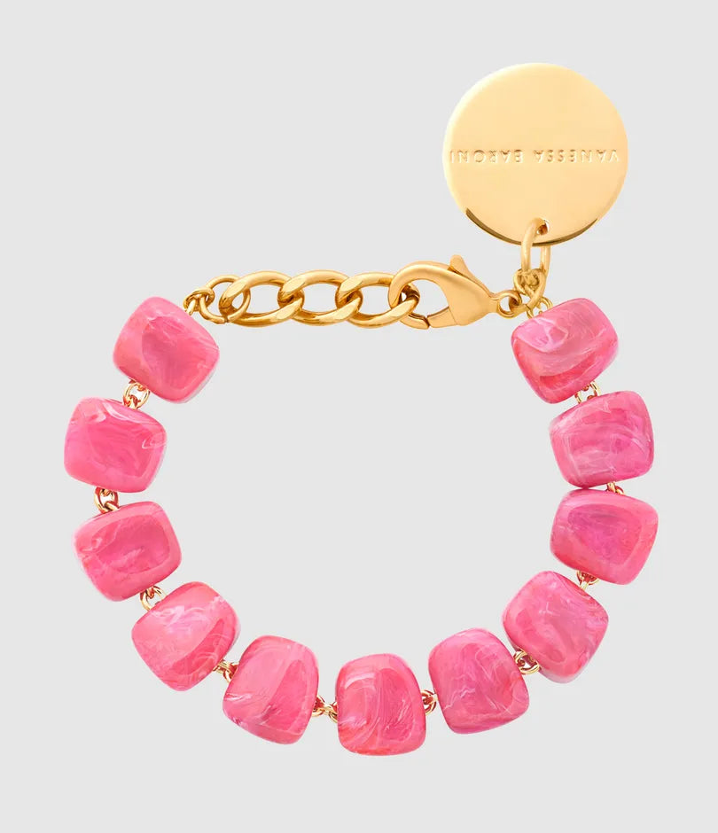 Vanessa Baroni Mini Organic Shaped Bracelet Raspberry Marble