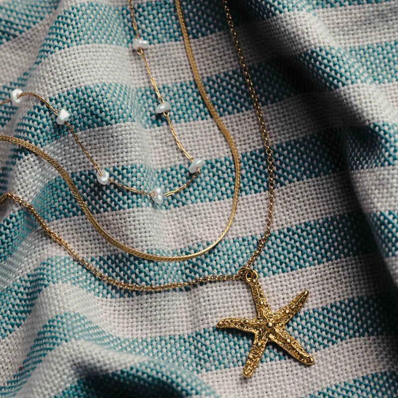 Orelia Starfish & Pearl 3-Row Necklace