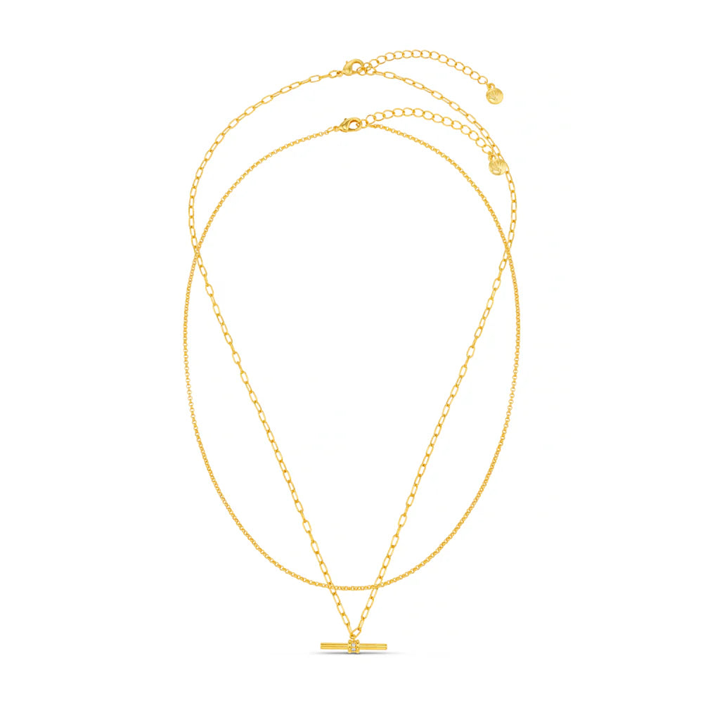 Orelia Crystal T-Bar 2-Row Necklace