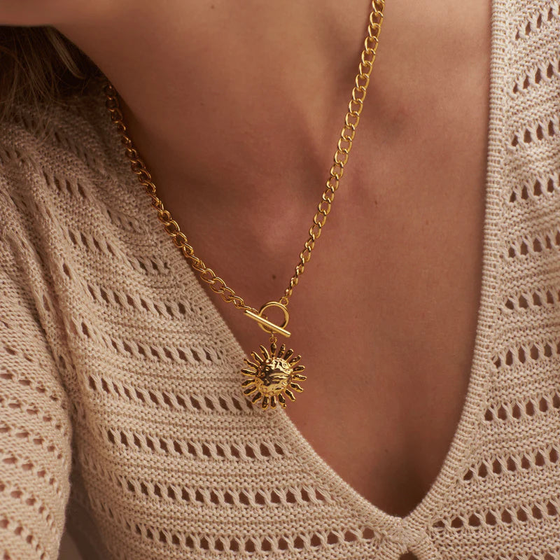 Orelia Gold Molten Sun & T-Bar Necklace