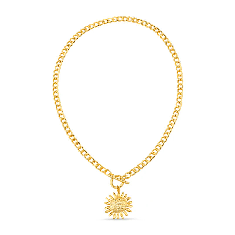 Orelia Gold Molten Sun & T-Bar Necklace