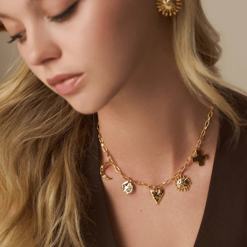 Orelia Gold Statement Molten Charm Necklace