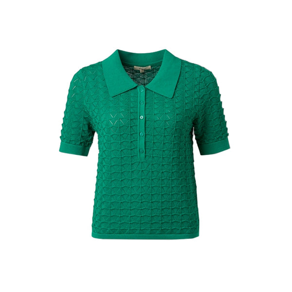 Suncoo Philome Green Knitted Polo Top