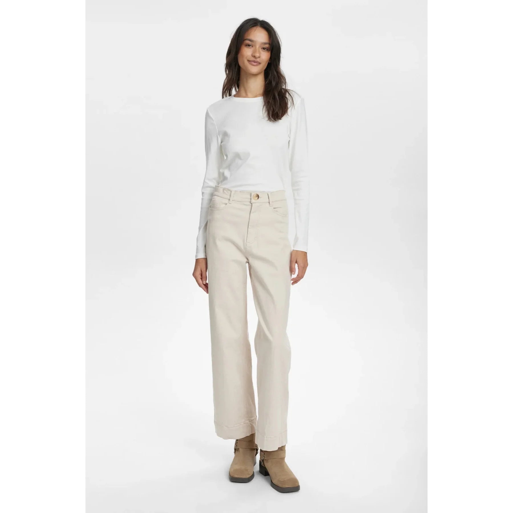 Numph Nululu Cropped Cream Trousers