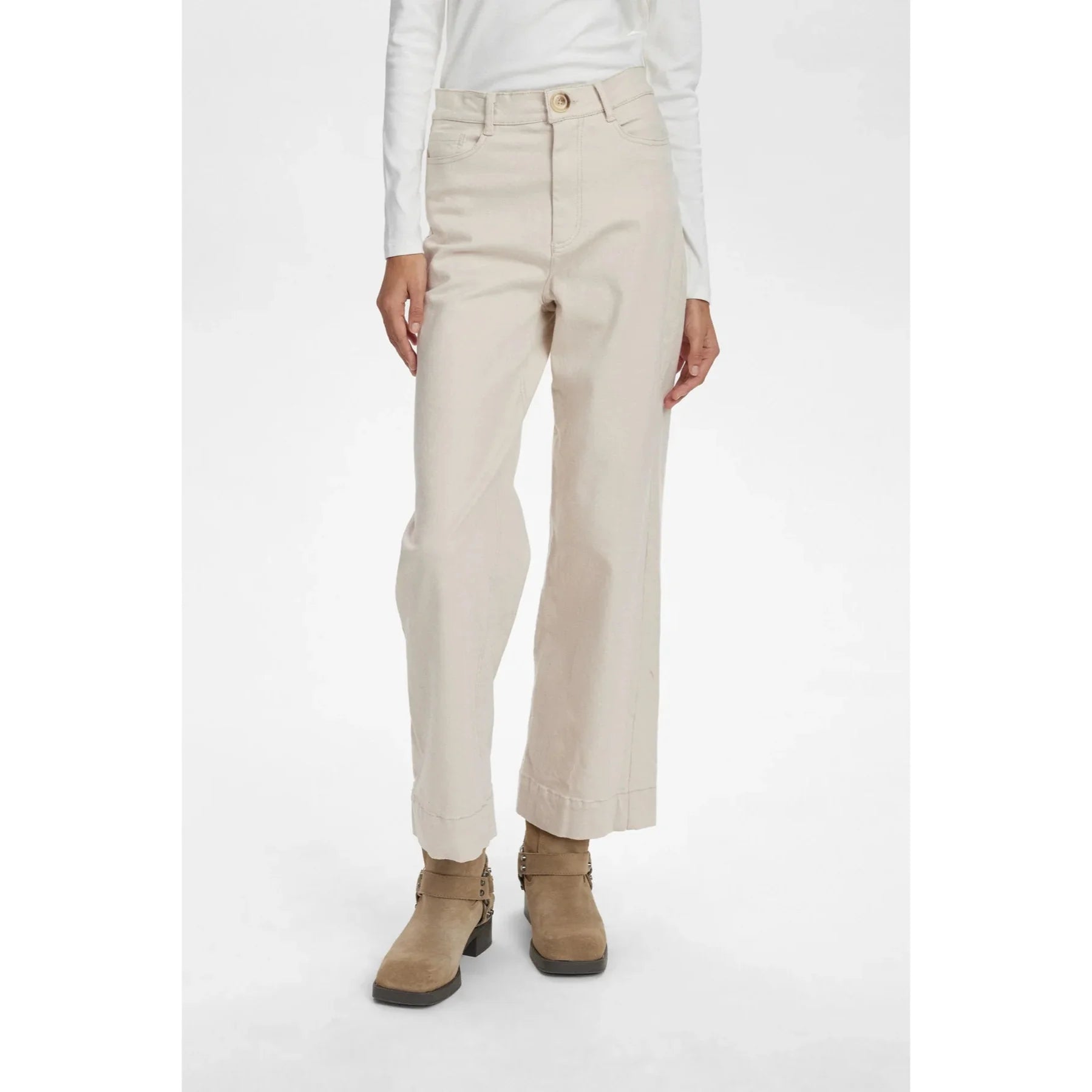 Numph Nululu Cropped Cream Trousers