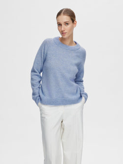 Selected Femme Lulu Cashmere Blue Crew Neck Sweater