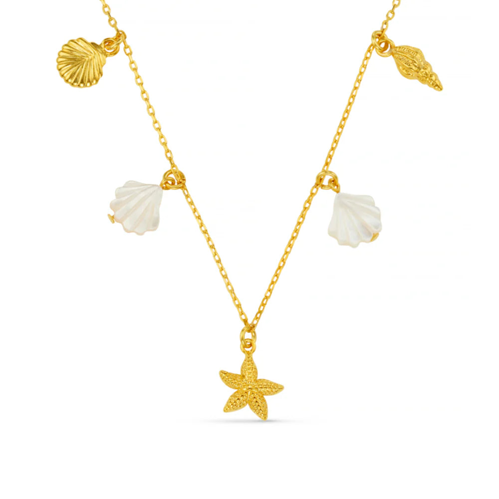Orelia Mixed Shell & Starfish Charm Necklace