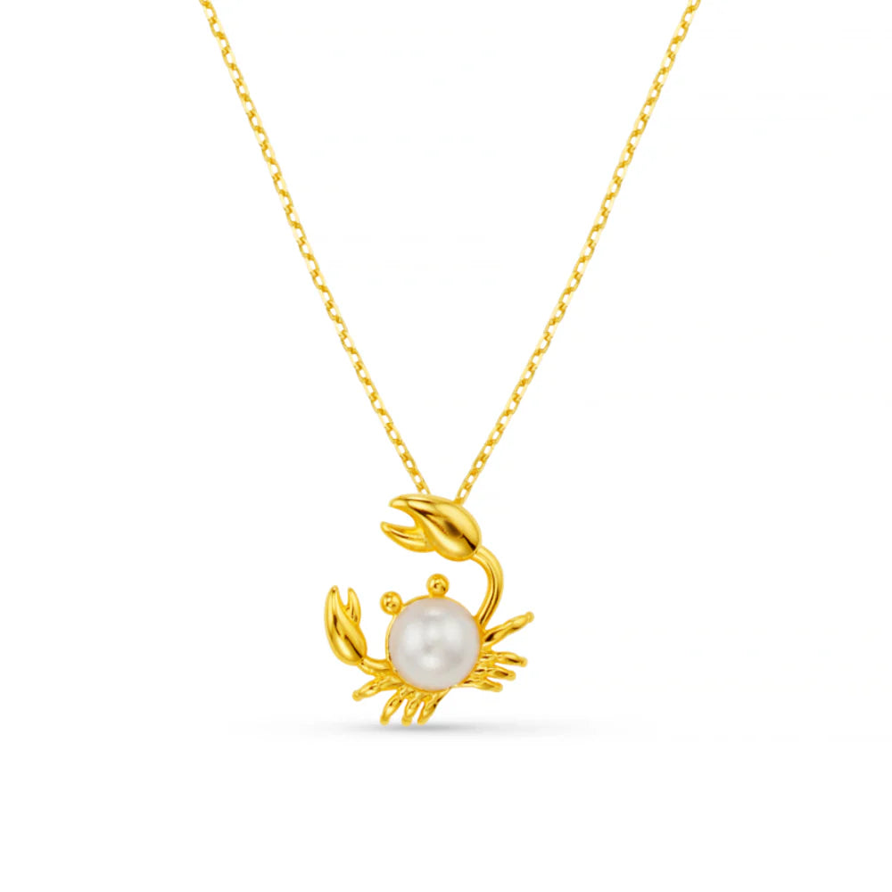 Orelia Pearl Crab Charm Necklace