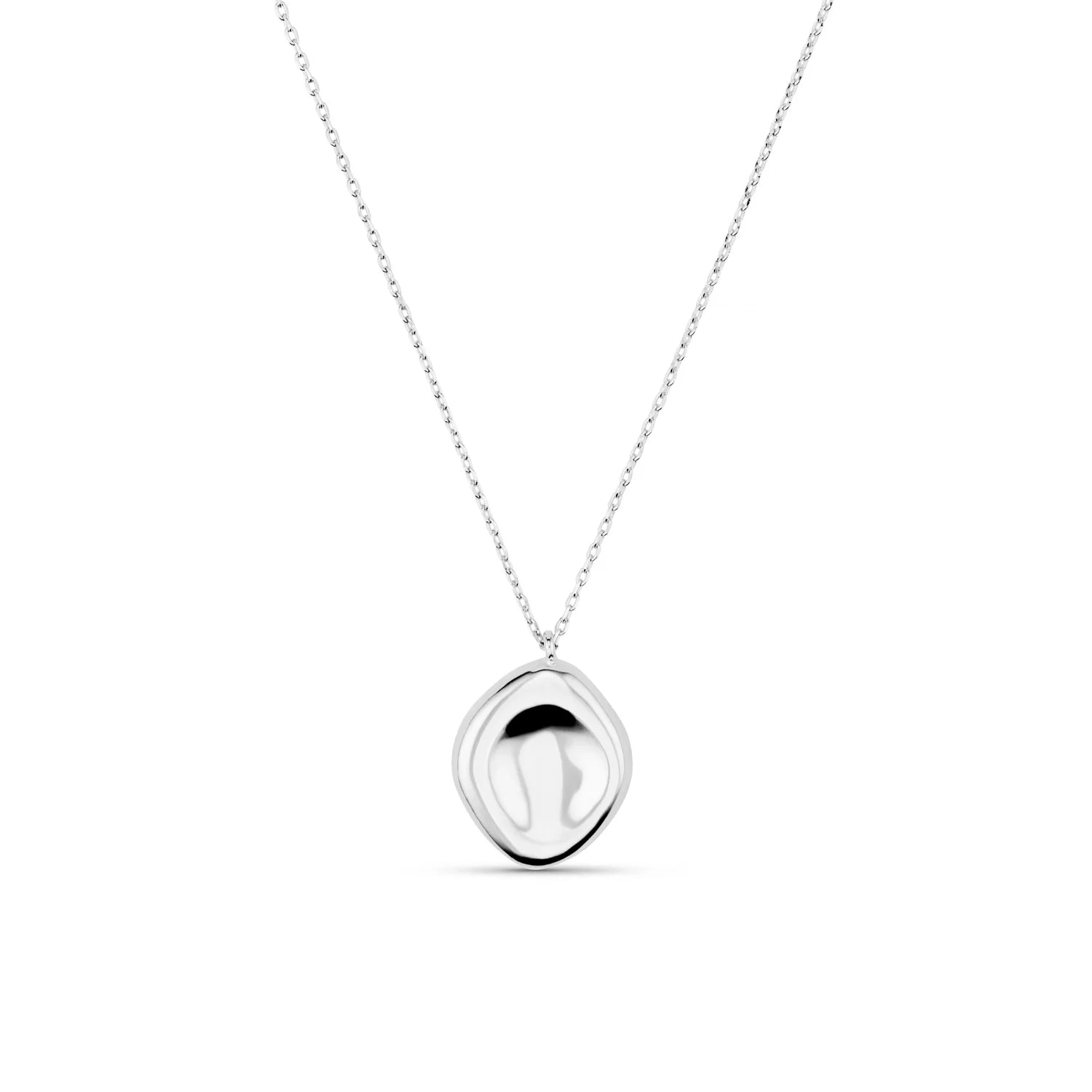 Orelia Organic Oval Charm Silver Necklace