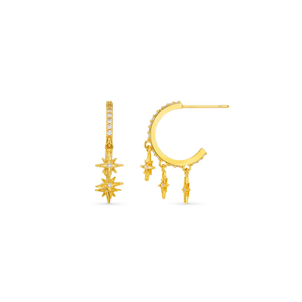 Orelia Pave Starbust Shaker Hoop Earrings